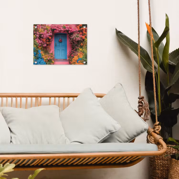 Bloemen - Deur - Roze tuinposter los doek klein -sfeer7