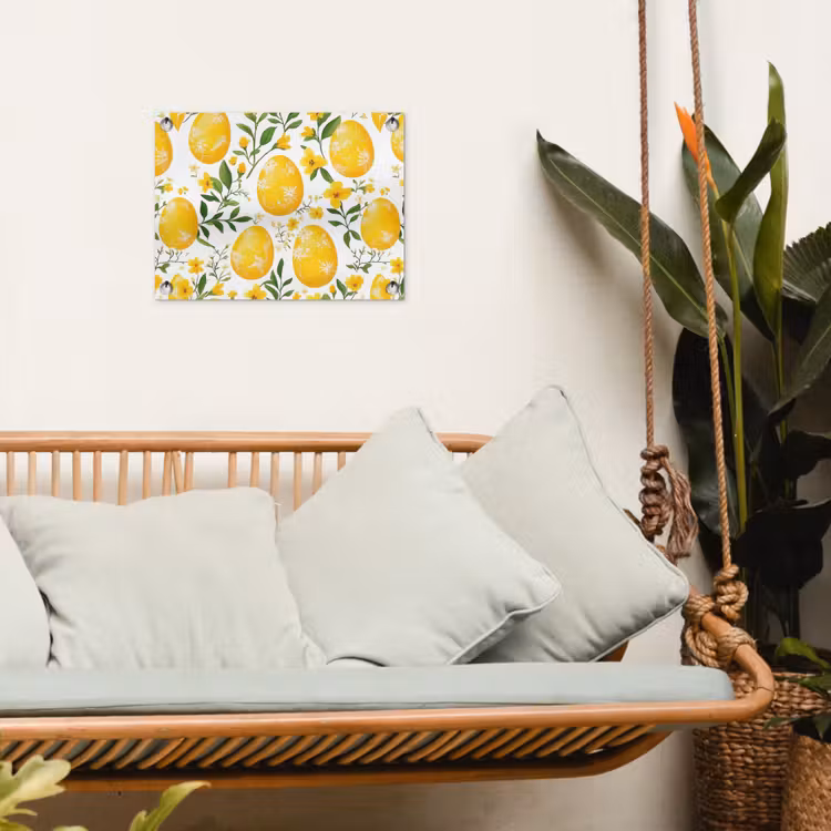 Bloemen - Paaseieren - Geel tuinposter los doek klein -sfeer7
