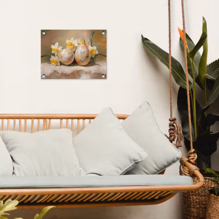 Bloemen - Eieren - Geschilderd tuinposter los doek klein -sfeer7