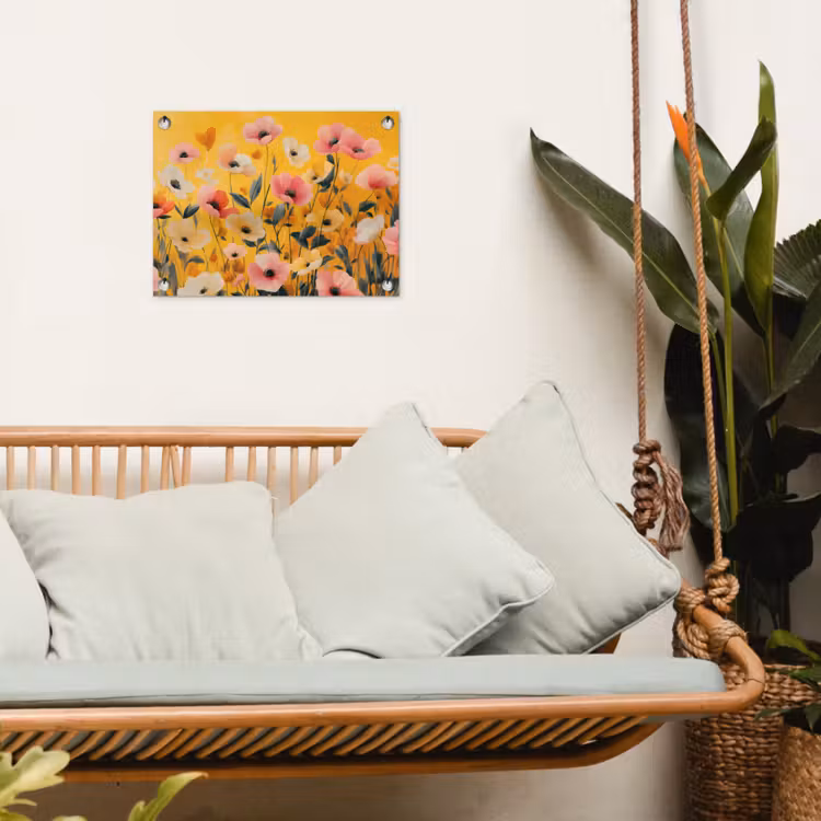 Bloemen - Veld - Geel tuinposter los doek klein -sfeer7