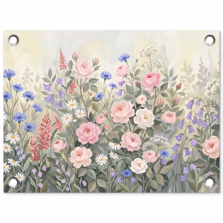 Bloemen - Tuin - Natuur - Kleurrijk tuinposter los doek klein -3d