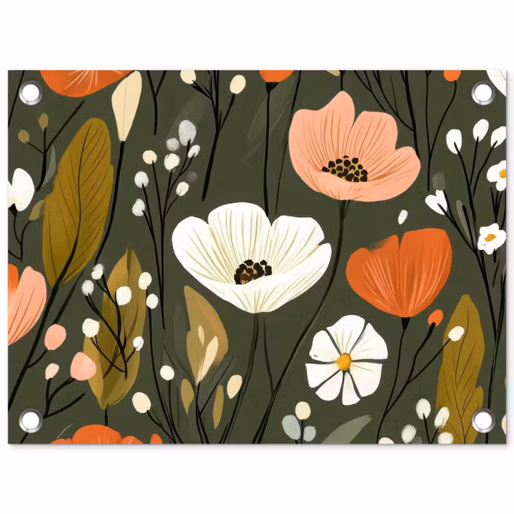 Bloemen - Illustratie - Groen tuinposter los doek klein -3d