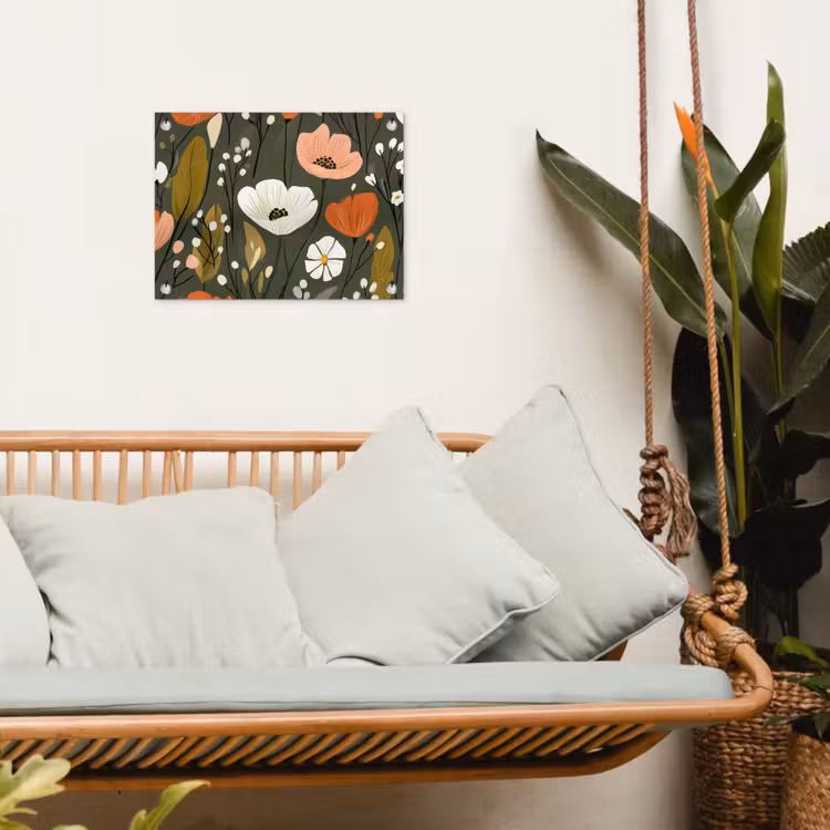 Bloemen - Illustratie - Groen tuinposter los doek klein -sfeer7