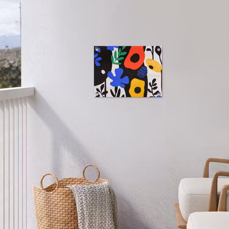Bloemen - Bladeren - Abstract - Zwart tuinposter los doek klein -sfeer8