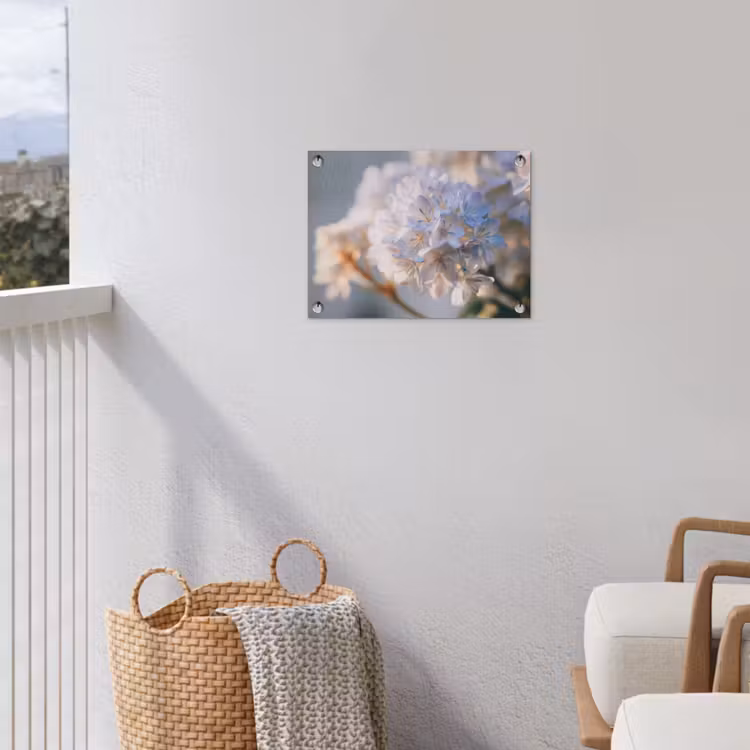 Bloemen - Lichtblauw - Wazig - Trosje tuinposter los doek klein -sfeer8