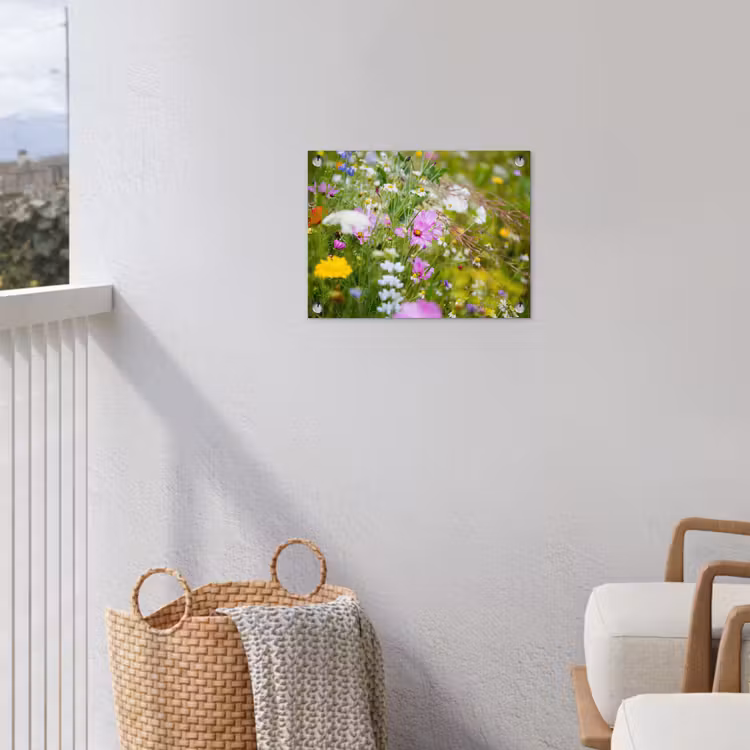 Bloemen - Natuur - Groen - Gras - Paars - Wit tuinposter los doek klein -sfeer8