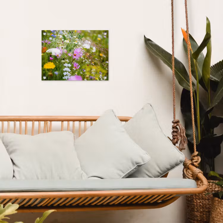 Bloemen - Natuur - Groen - Gras - Paars - Wit tuinposter los doek klein -sfeer7