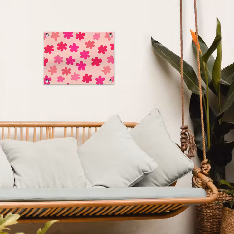 Bloemen - Patroon - Roze tuinposter los doek klein -sfeer7