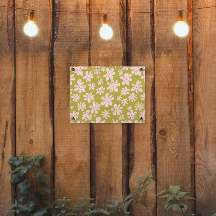 Bloemen - Roze - Getekend - Patroon tuinposter los doek klein -sfeer1