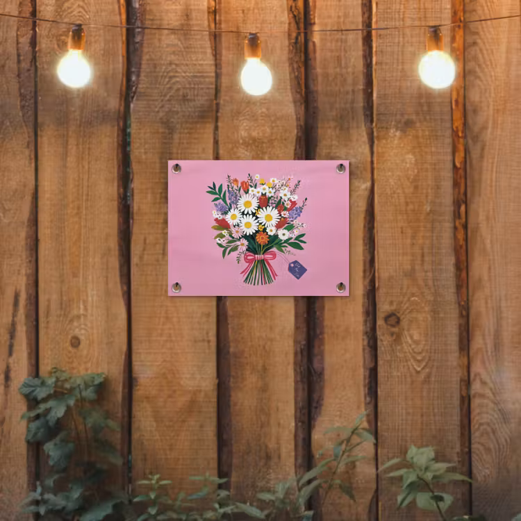 Bloemen - Quote - Kaartje - Kleurrijk tuinposter los doek klein -sfeer1