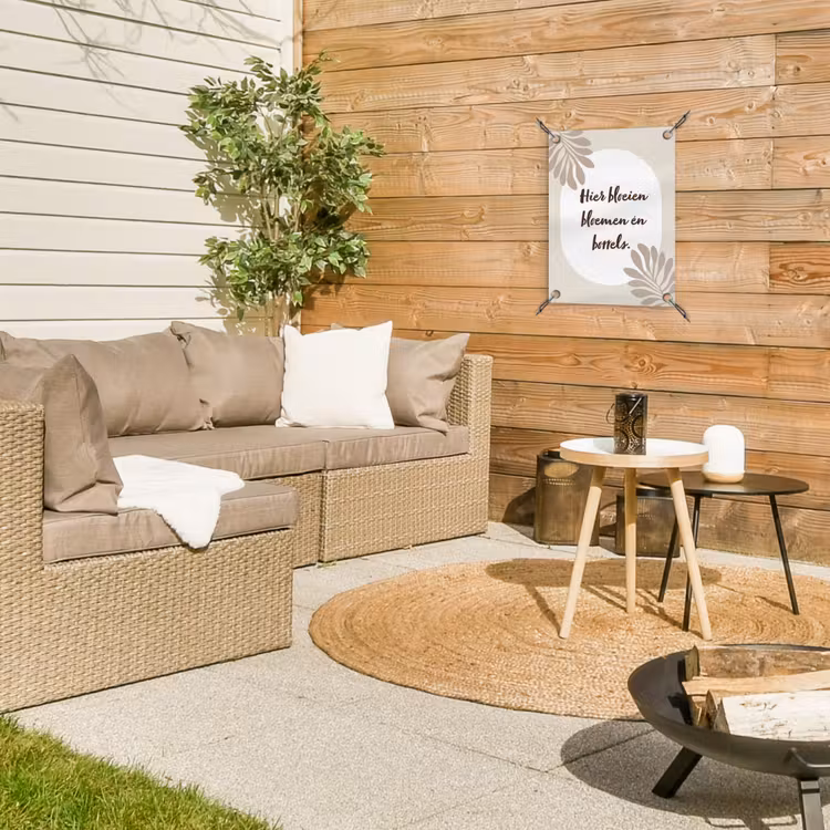 Bloemen - Quote - Zomer - Beige tuinposter los doek klein -sfeer4