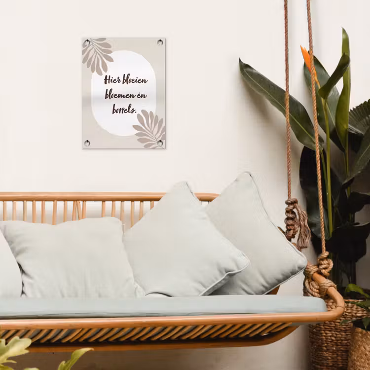 Bloemen - Quote - Zomer - Beige tuinposter los doek klein -sfeer7