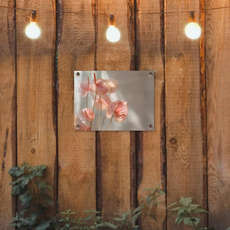Bloemen - Stelen - Roze - Schaduw tuinposter los doek klein -sfeer1