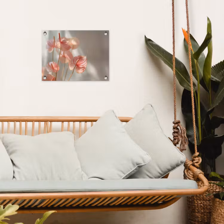 Bloemen - Stelen - Roze - Schaduw tuinposter los doek klein -sfeer7