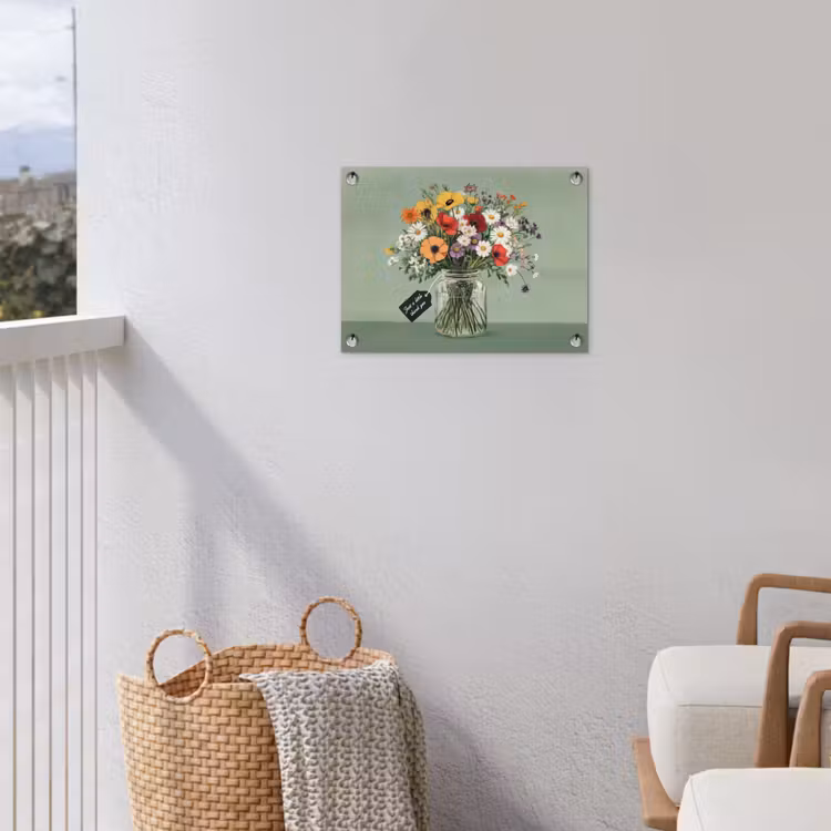 Bloemen - Vaas - Kaartje tuinposter los doek klein -sfeer8