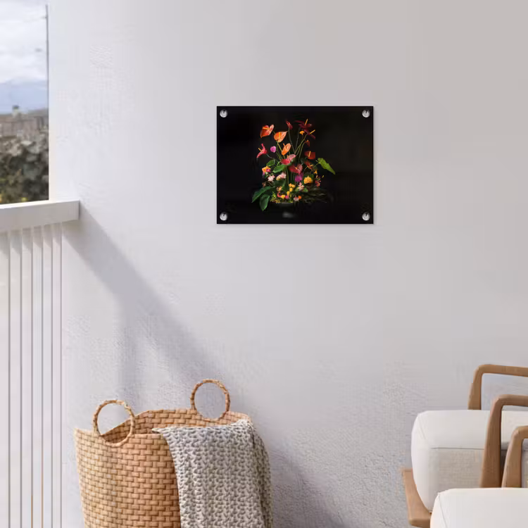 Bloemen - Vaas - Kleurrijk tuinposter los doek klein -sfeer8