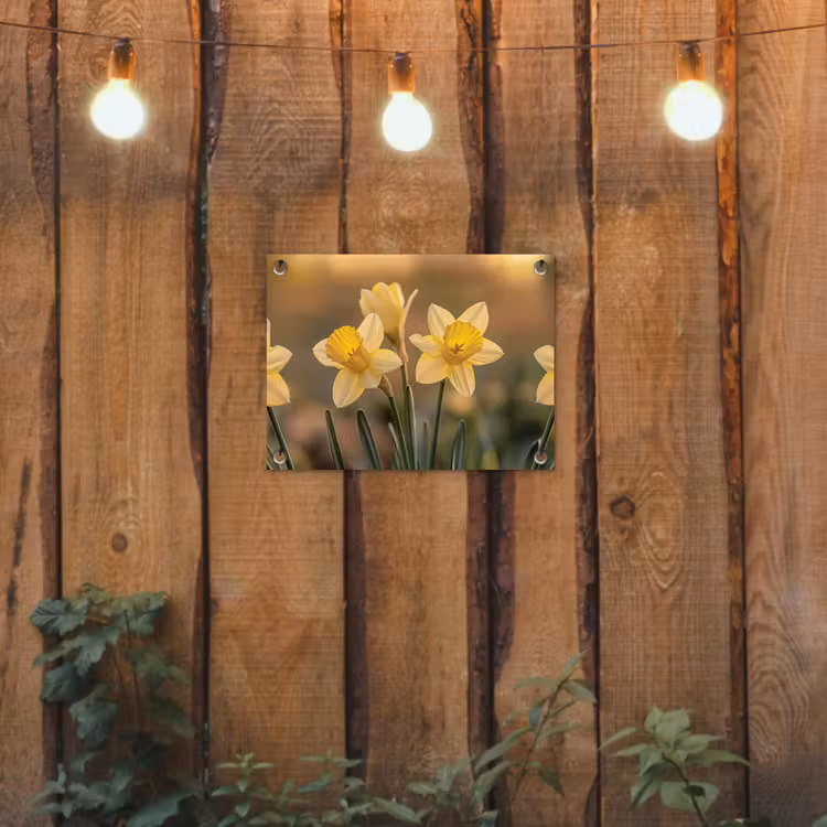 Bloemen - Geel - Wazig tuinposter los doek klein -sfeer1