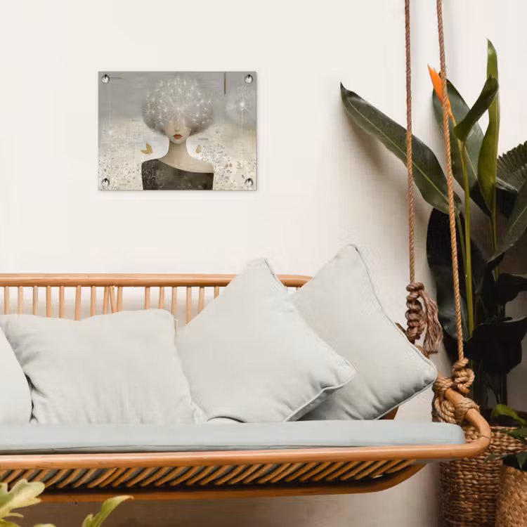 Pluis - Vrouw - Beige tuinposter los doek klein -sfeer7
