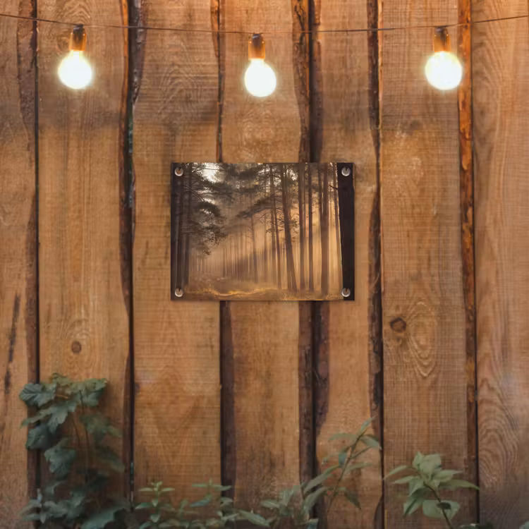 Bos - Mist - Zonlicht tuinposter los doek klein -sfeer1