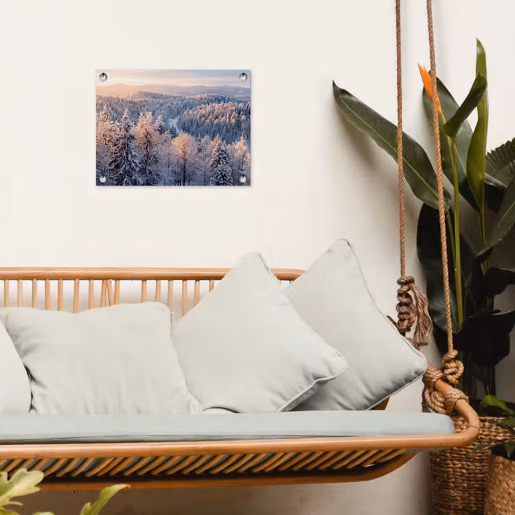 Bos - Bergen - Goud - Winter - Warm tuinposter los doek klein -sfeer7