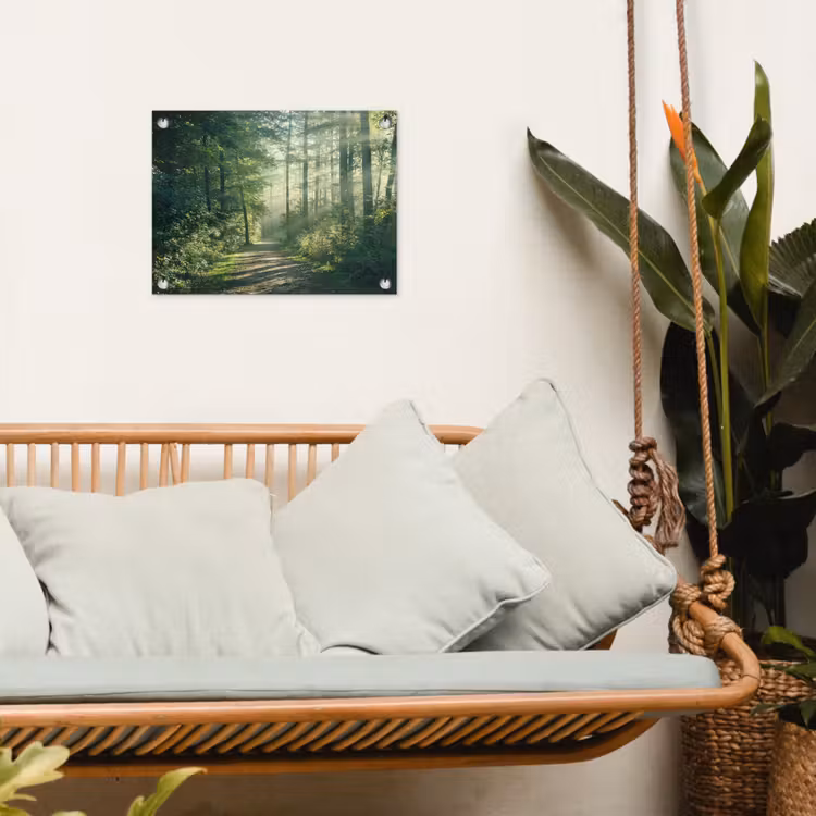 Bosweg in ochtendlicht tuinposter los doek klein -sfeer7