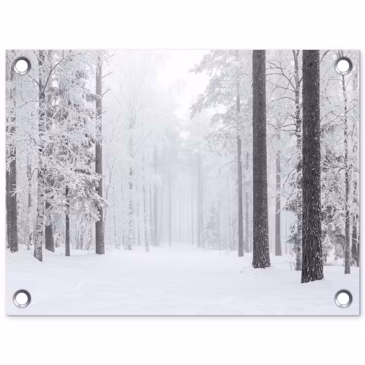Bos - Sneeuw - Pad - Winter - Stilte tuinposter los doek klein -3d