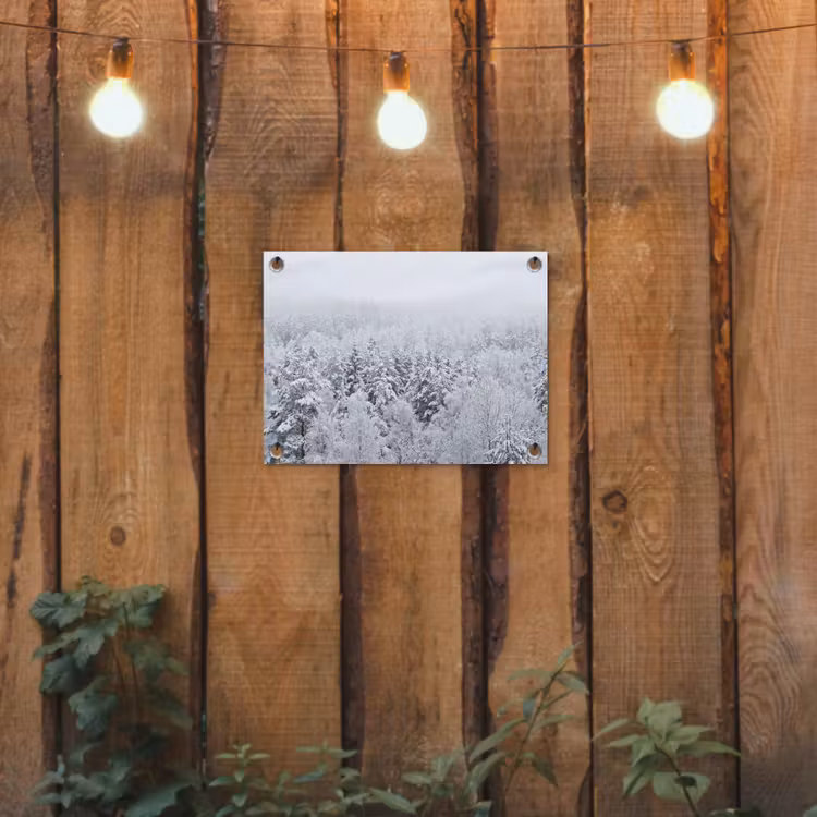 Bos - Sneeuw - Winter - Natuur - Wit tuinposter los doek klein -sfeer1