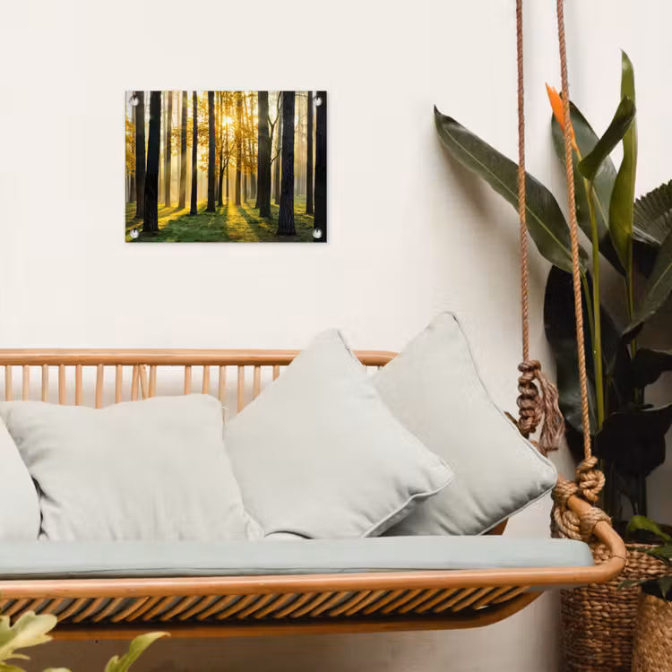 Bos - Zon - Bomen - Gras - Landschap - Natuur tuinposter los doek klein -sfeer7