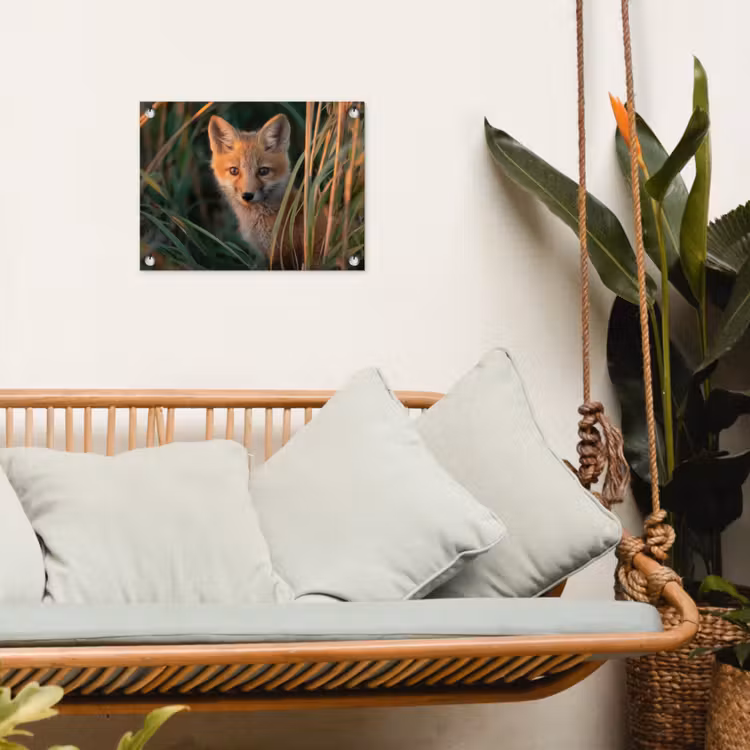 Vos - Oranje - Gras tuinposter los doek klein -sfeer7