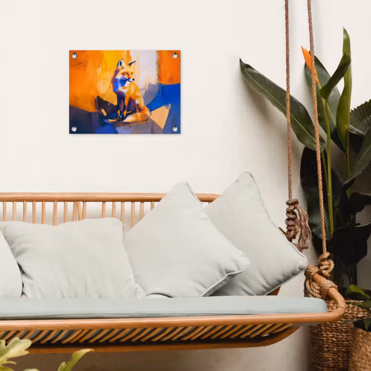 Vos - Oranje - Vormen - Abstract tuinposter los doek klein -sfeer7