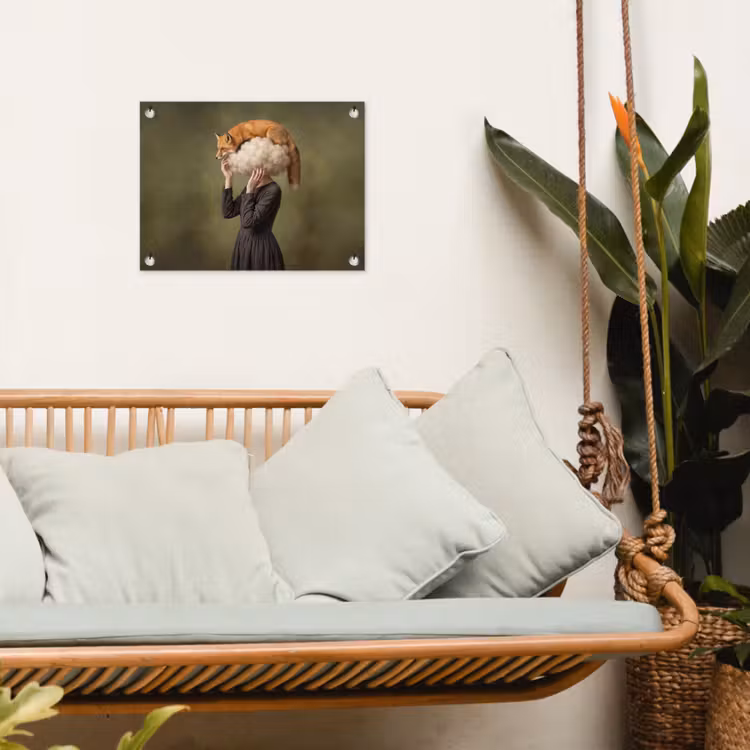 Vos - Surrealistisch - Groen tuinposter los doek klein -sfeer7
