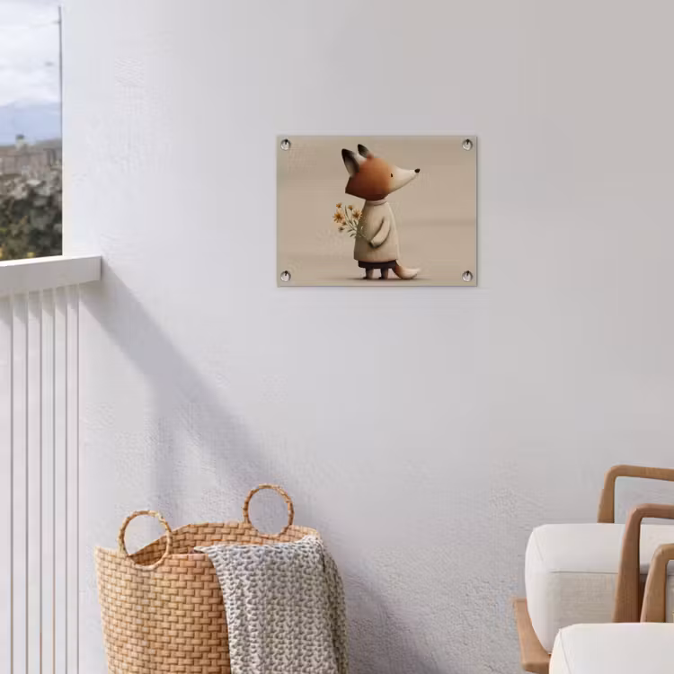 Vos - Gele bloemen - Minimalistisch tuinposter los doek klein -sfeer8
