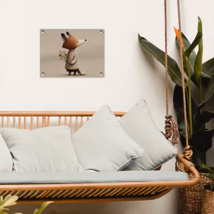 Vos - Gele bloemen - Minimalistisch tuinposter los doek klein -sfeer7