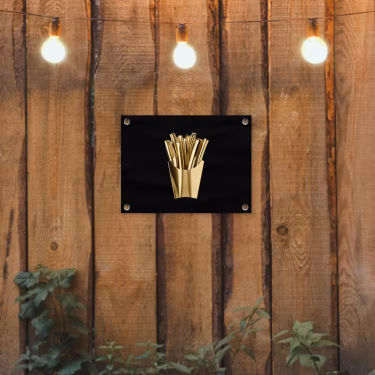 Friet - Goud - Chrome - Eten tuinposter los doek klein -sfeer1
