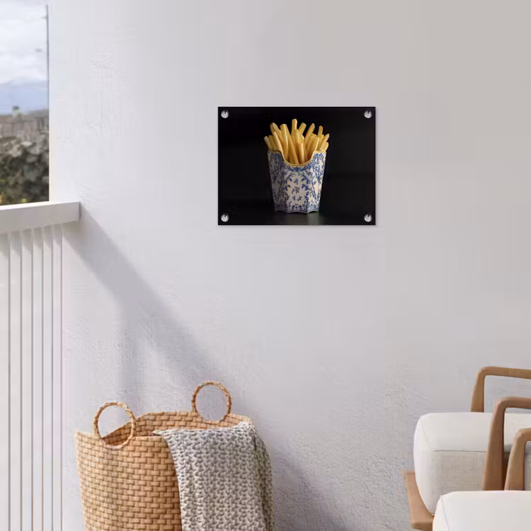 Friet - Porselein - Delfts blauw - Eten tuinposter los doek klein -sfeer8