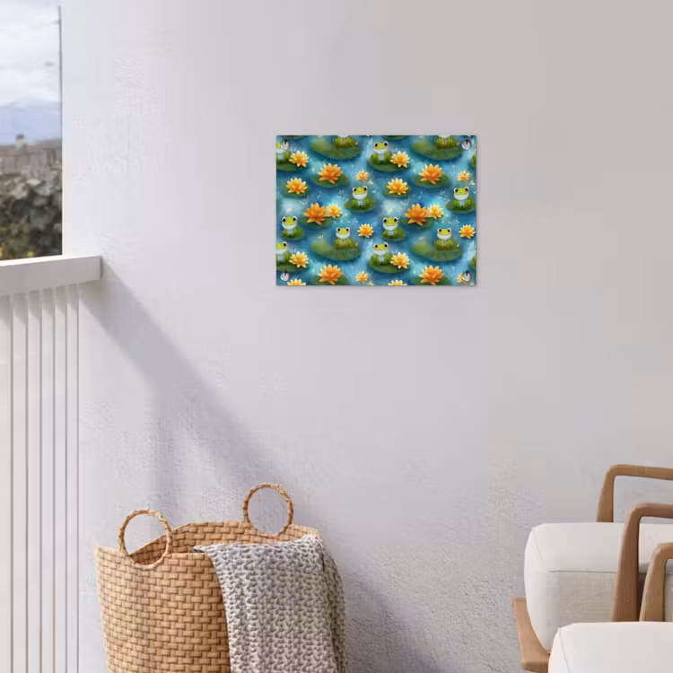 Kikker - Lelies - Groen tuinposter los doek klein 239 -sfeer8