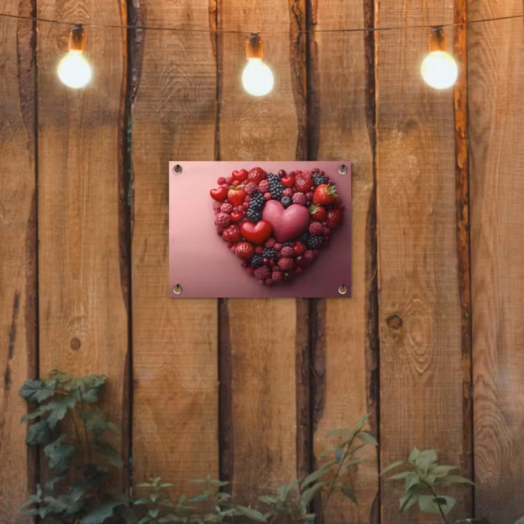 Fruit - Hartjes - Aardbeien - Frambozen - Bosbessen tuinposter los doek klein -sfeer1