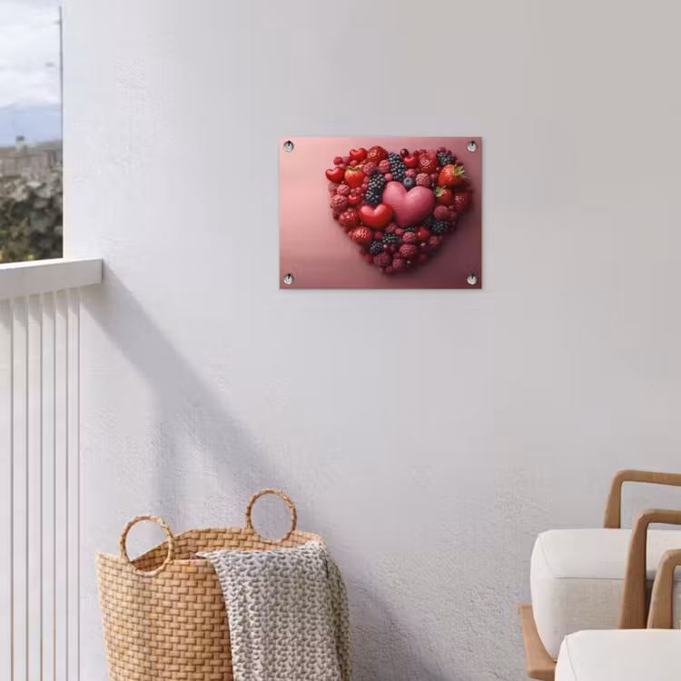 Fruit - Hartjes - Aardbeien - Frambozen - Bosbessen tuinposter los doek klein -sfeer8