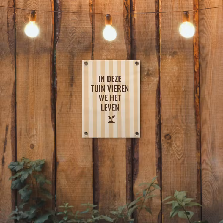 Tuin - Quote - Strepen - Zomer tuinposter los doek klein -sfeer1