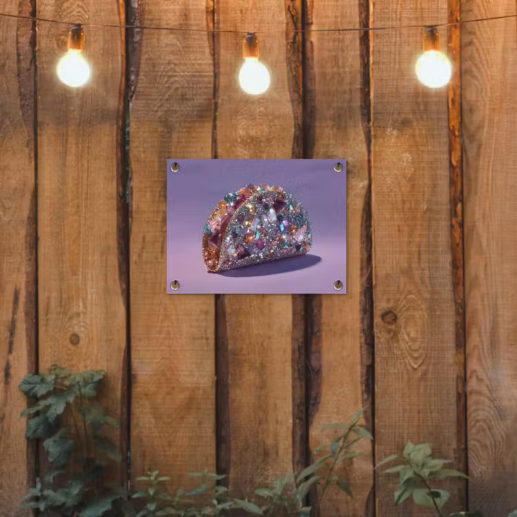 Edelstenen - Glitters - Paars - Kleurrijk tuinposter los doek klein -sfeer1