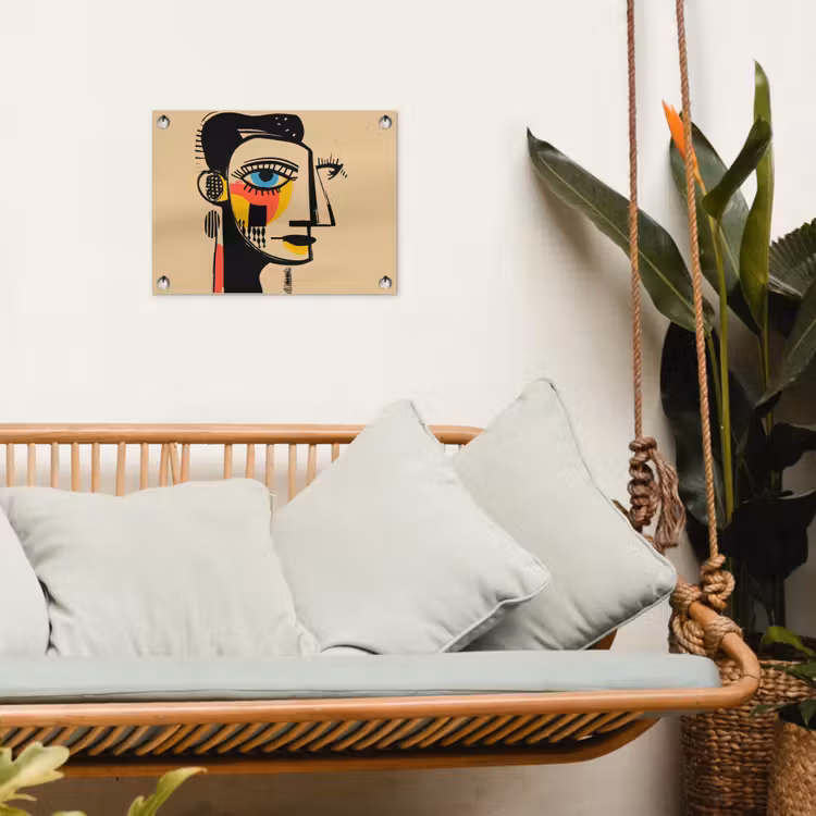 Geometrisch - Felle kleuren - Kubistische stijl tuinposter los doek klein -sfeer7