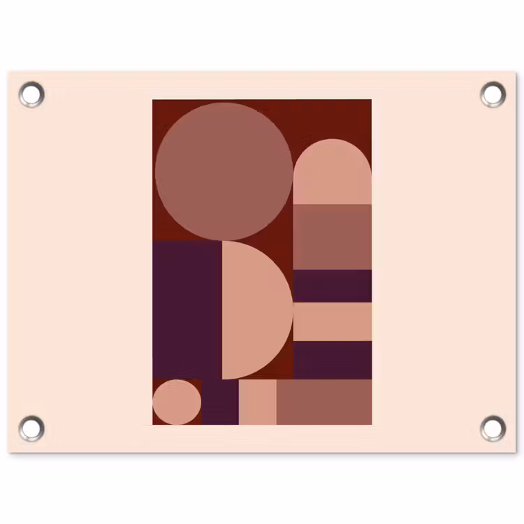 Geometrisch - Cirkels - Rood tuinposter los doek klein -3d