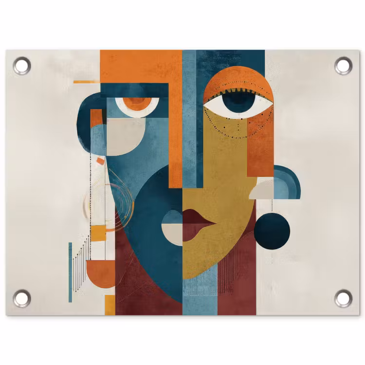 Geometrisch - Strakke vormen - Kleurrijk tuinposter los doek klein -3d