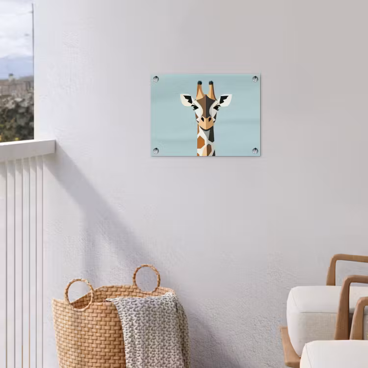 Giraffe - Illustratie - Bruin - Minimalistisch tuinposter los doek klein -sfeer8