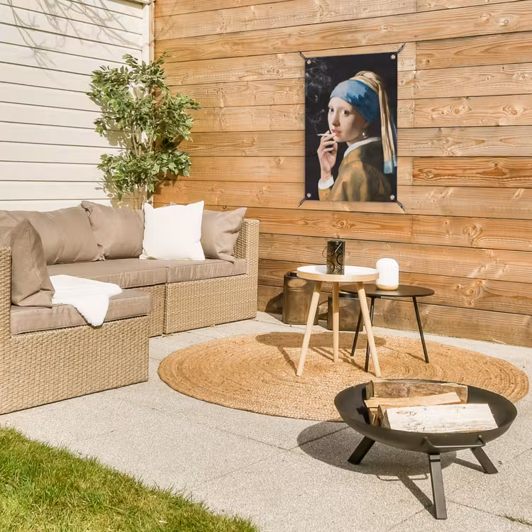 Meisje met de parel - Johannes Vermeer - Sigaretten tuinposter los doek klein -sfeer4
