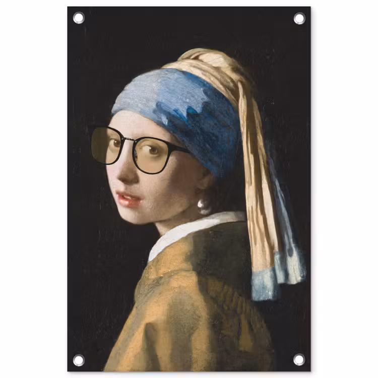 Meisje met de parel - Johannes Vermeer - Bril tuinposter los doek klein -3d