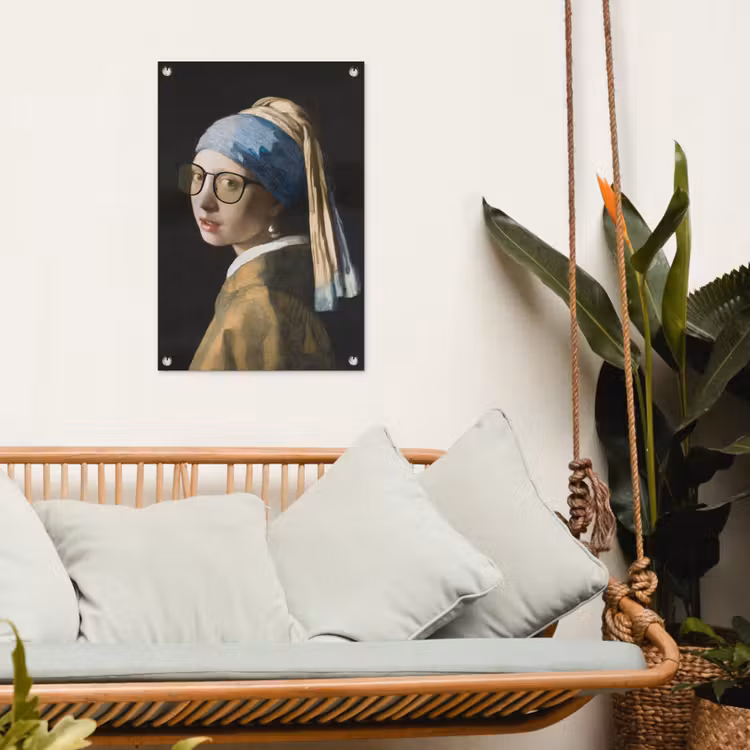 Meisje met de parel - Johannes Vermeer - Bril tuinposter los doek klein -sfeer7