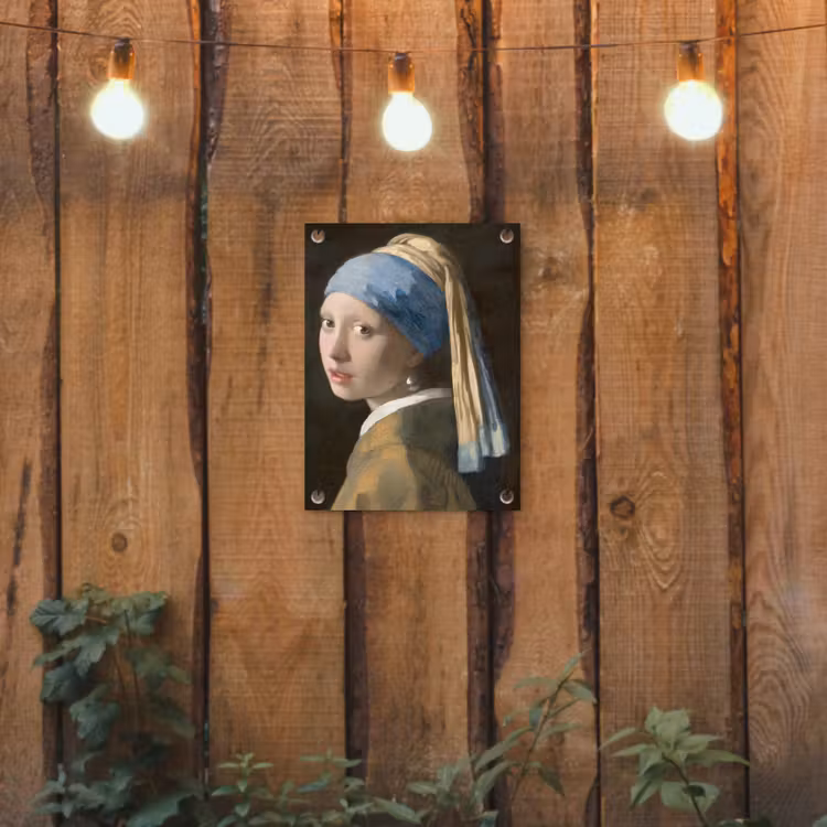 Meisje met de Parel - Schilderij van Johannes Vermeer tuinposter los doek klein -sfeer1