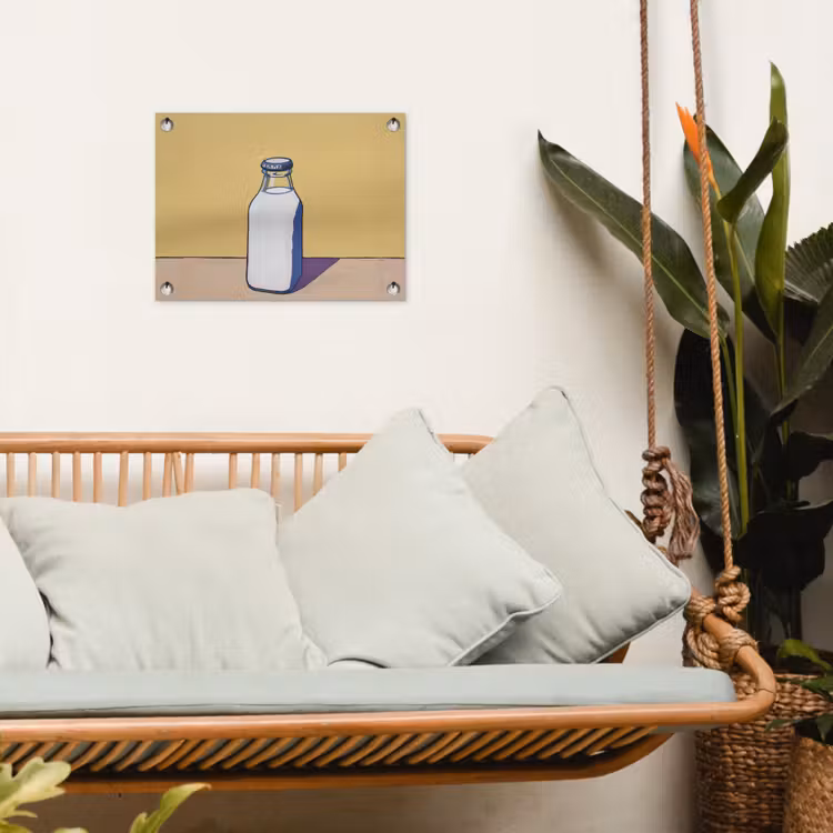 Glazen - Fles - Illustratie - Melk tuinposter los doek klein -sfeer7