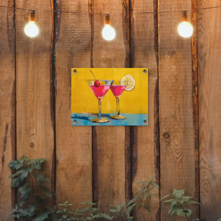 Glazen - Cocktail - Citroen - Kers tuinposter los doek klein -sfeer1